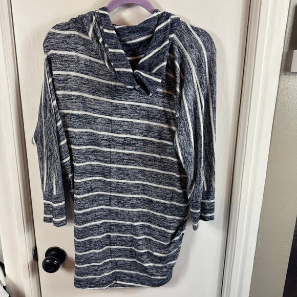 Market & Spruce Navy White Striped Hooded Pullover Tunic | Size L - Picture 9 of 9